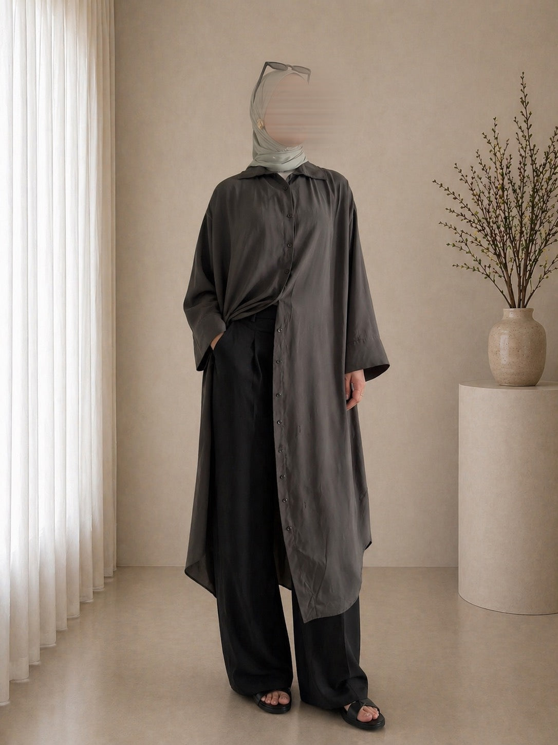 Robe chemise - Marron glacé