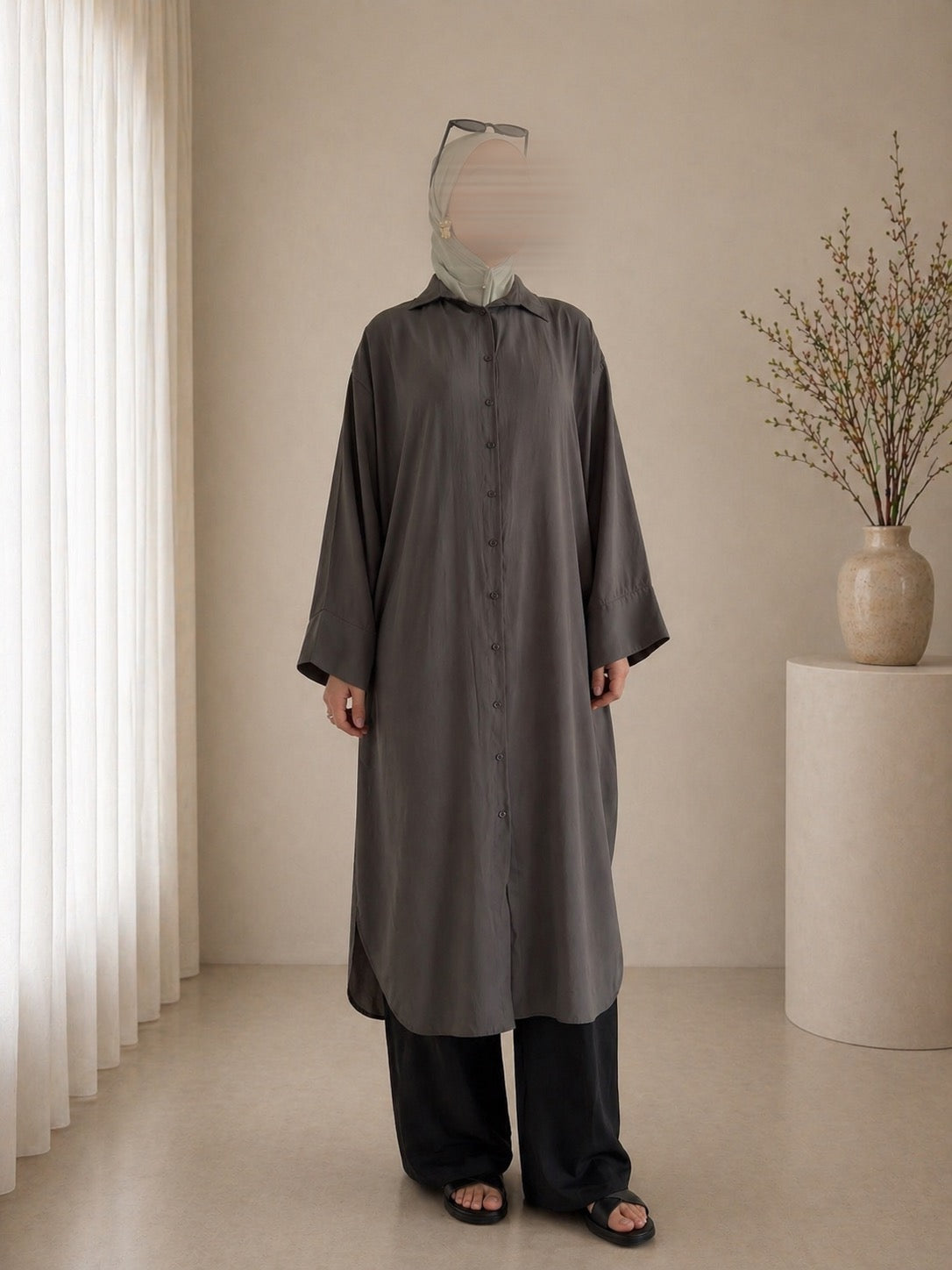 Robe chemise - Marron glacé