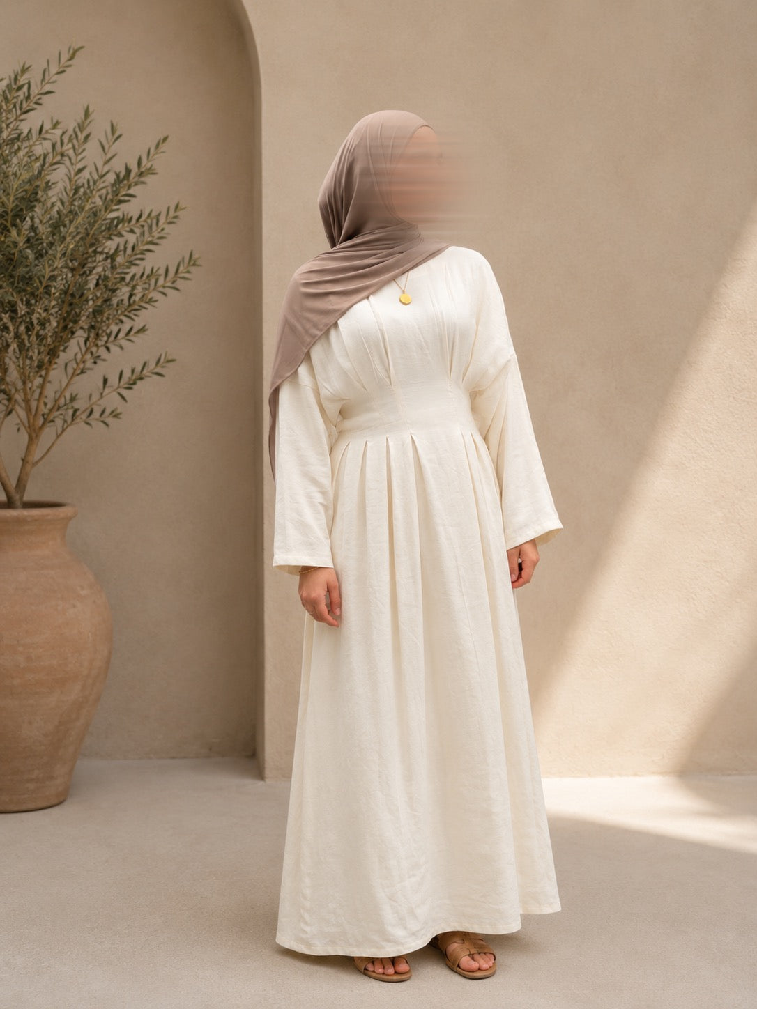 Robe ceintré - Écru