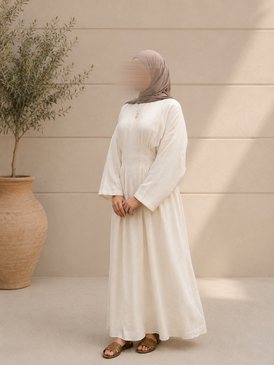 Robe ceintré - Écru