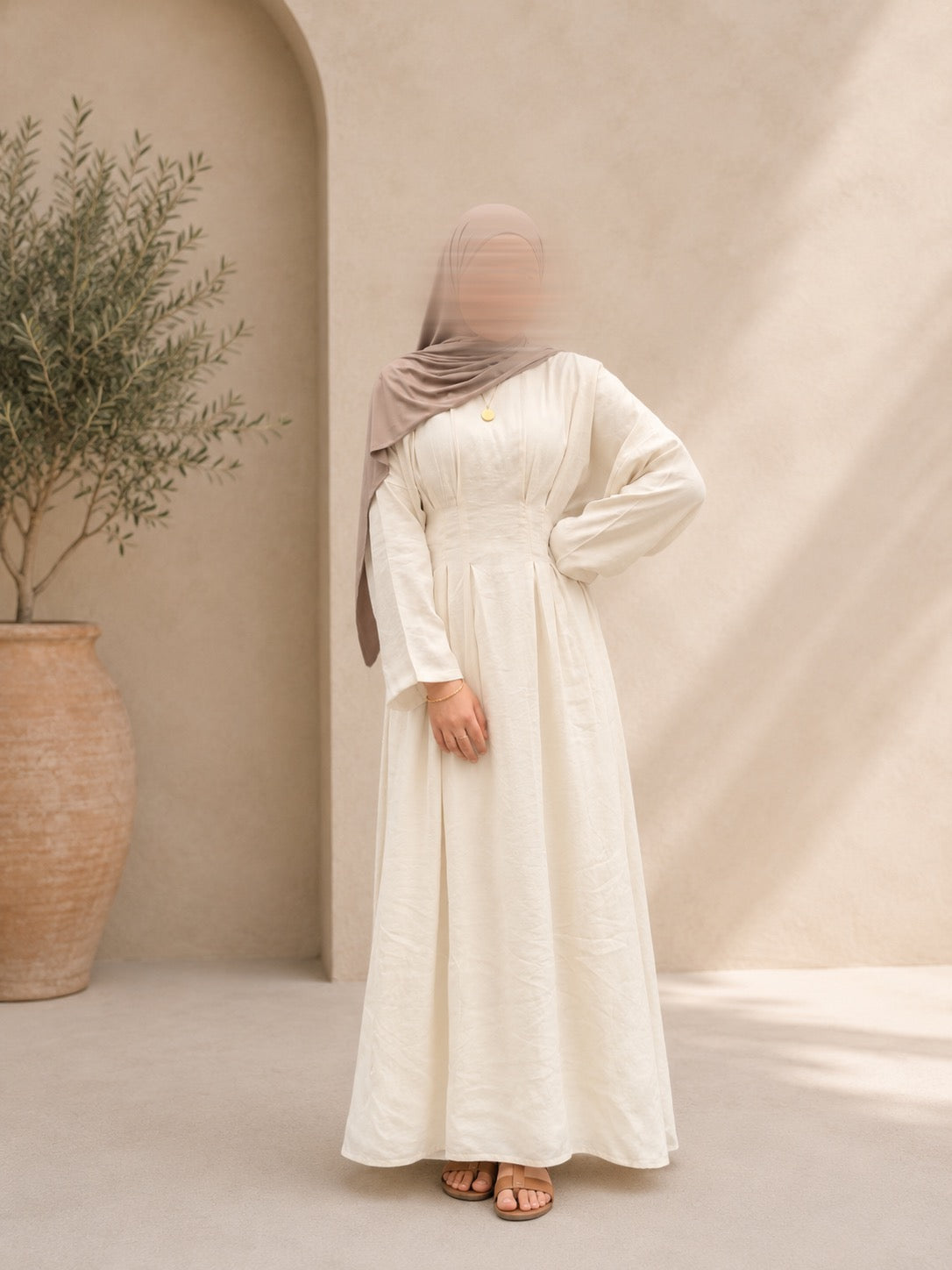 Robe ceintré - Écru
