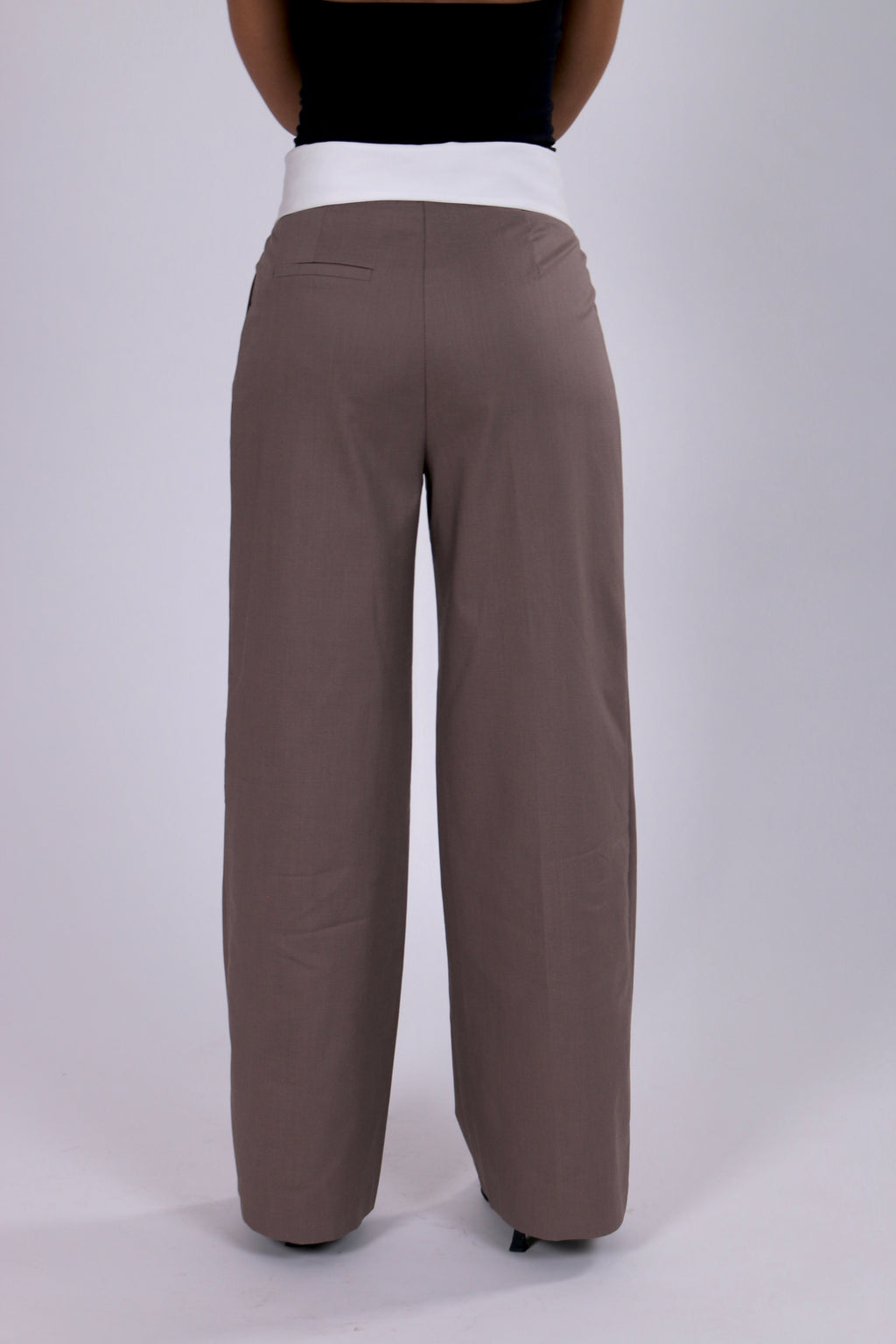 Pantalon Habillé Taille Haute Rabattue